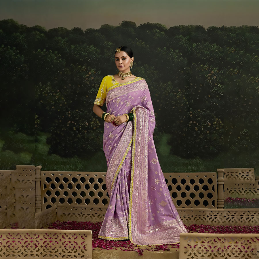 Purple Silk Designer Saree