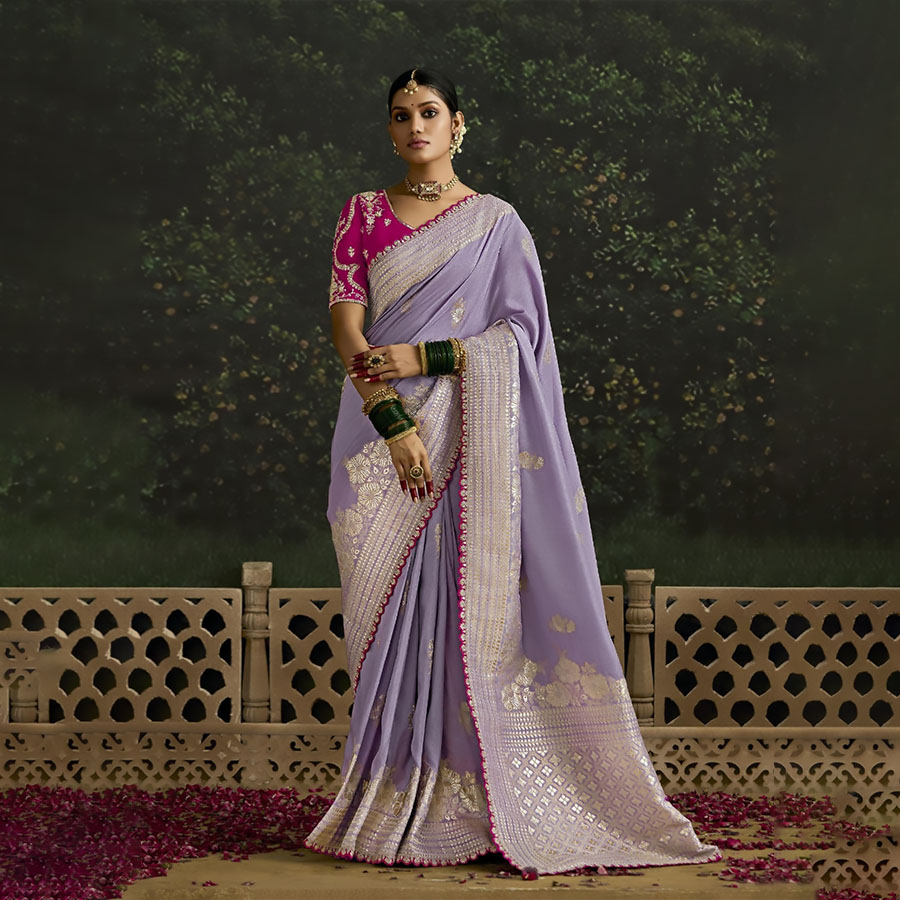 Purple Silk Designer Saree