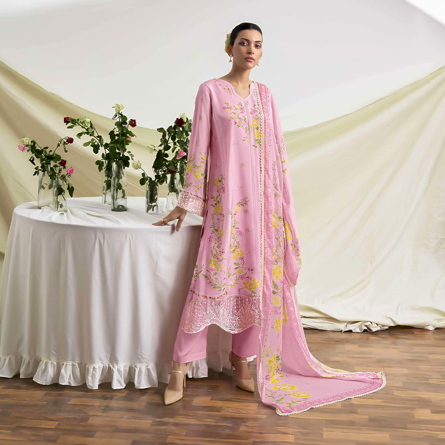 Pink  Muslin Party Wear Salwar Kameez