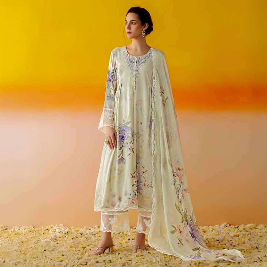 White Muslin Party Wear Salwar Kameez