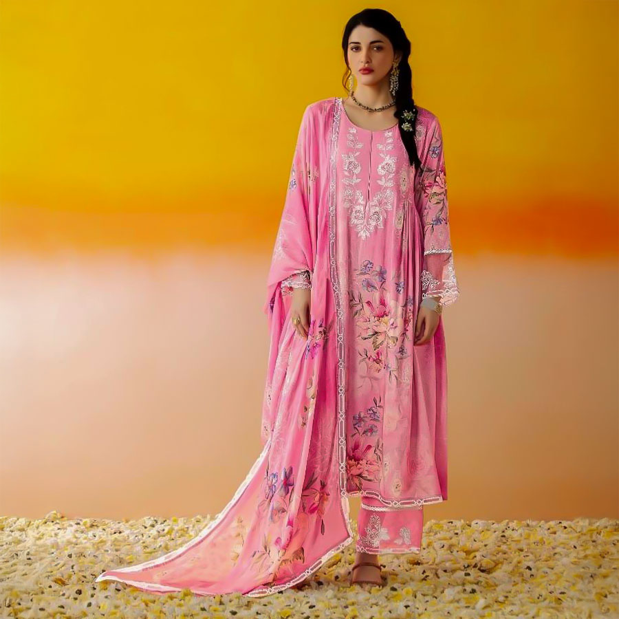 Pink  Muslin Party Wear Salwar Kameez