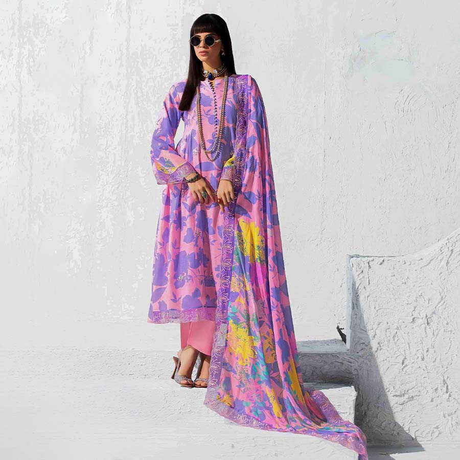 Purple Linen Party Wear Salwar Kameez