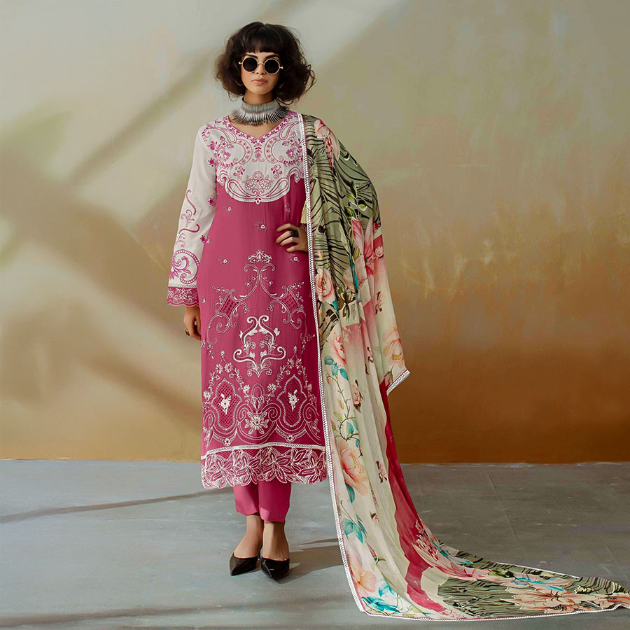 Pink Muslin Party Wear Salwar Kameez