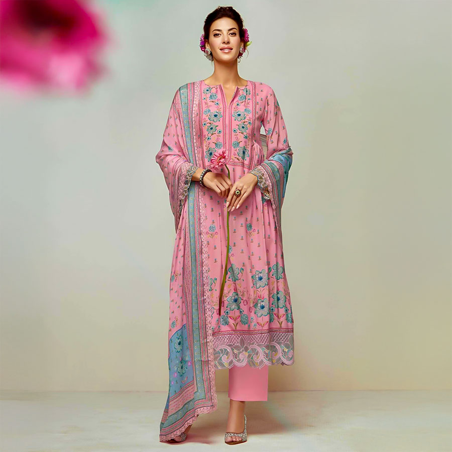 Pink  Muslin Party Wear Salwar Kameez