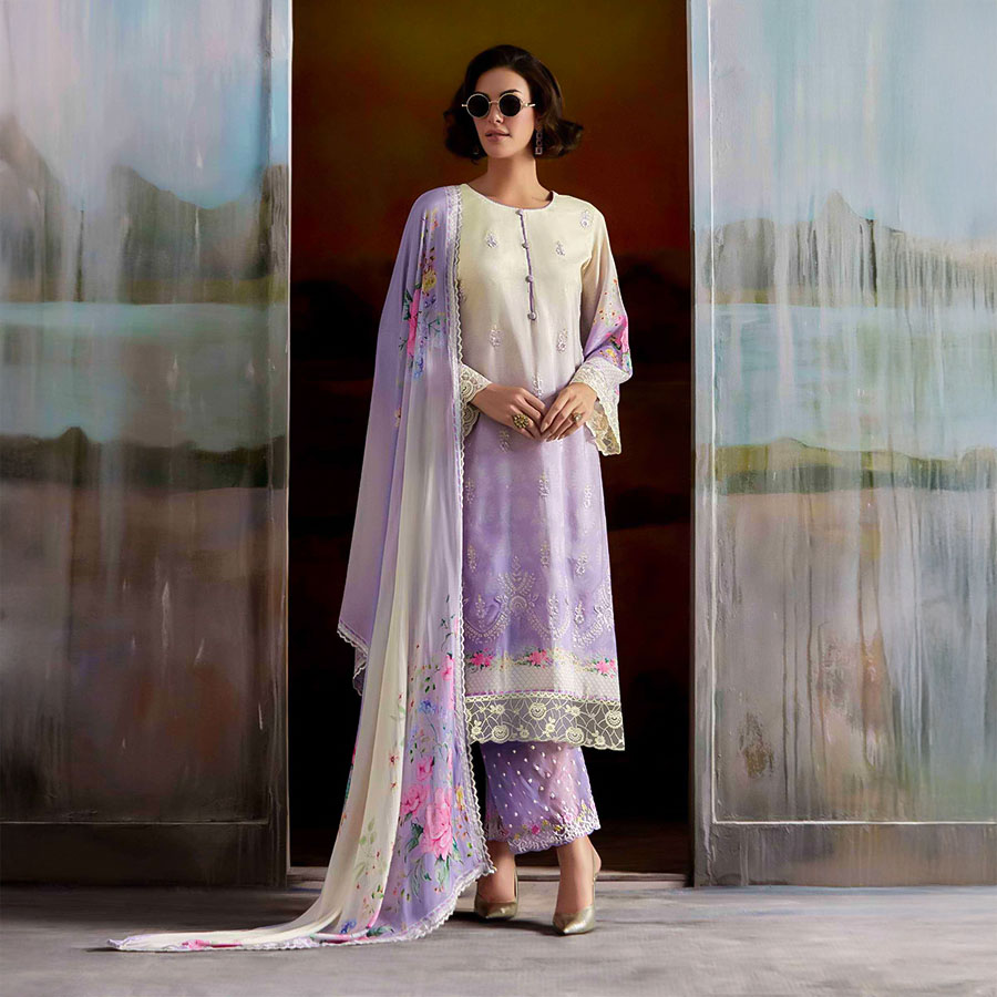 Purple Muslin  Party Wear Salwar Kameez