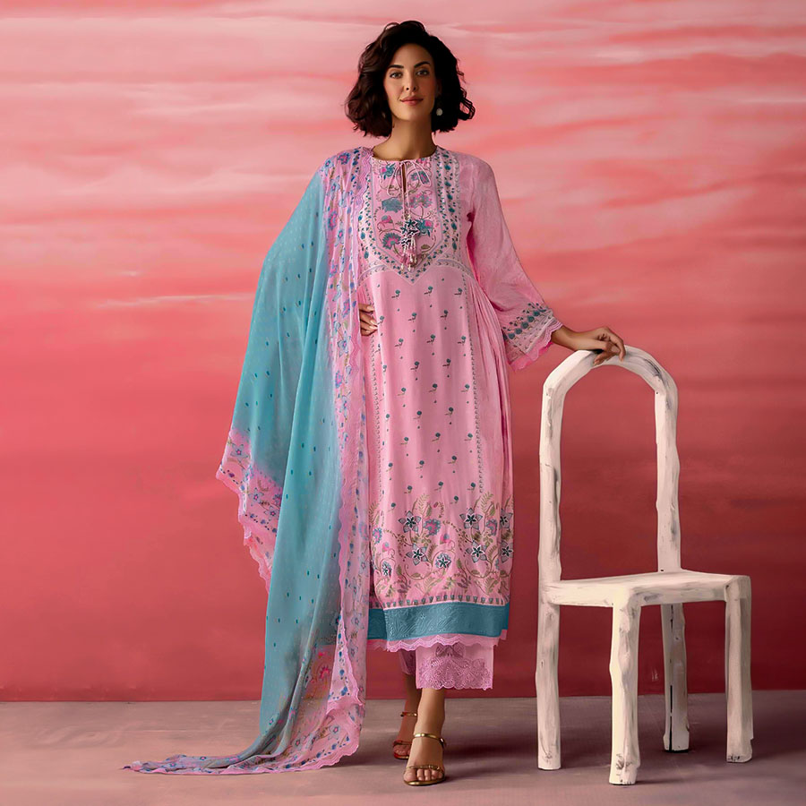 Pink  Muslin Party Wear Salwar Kameez