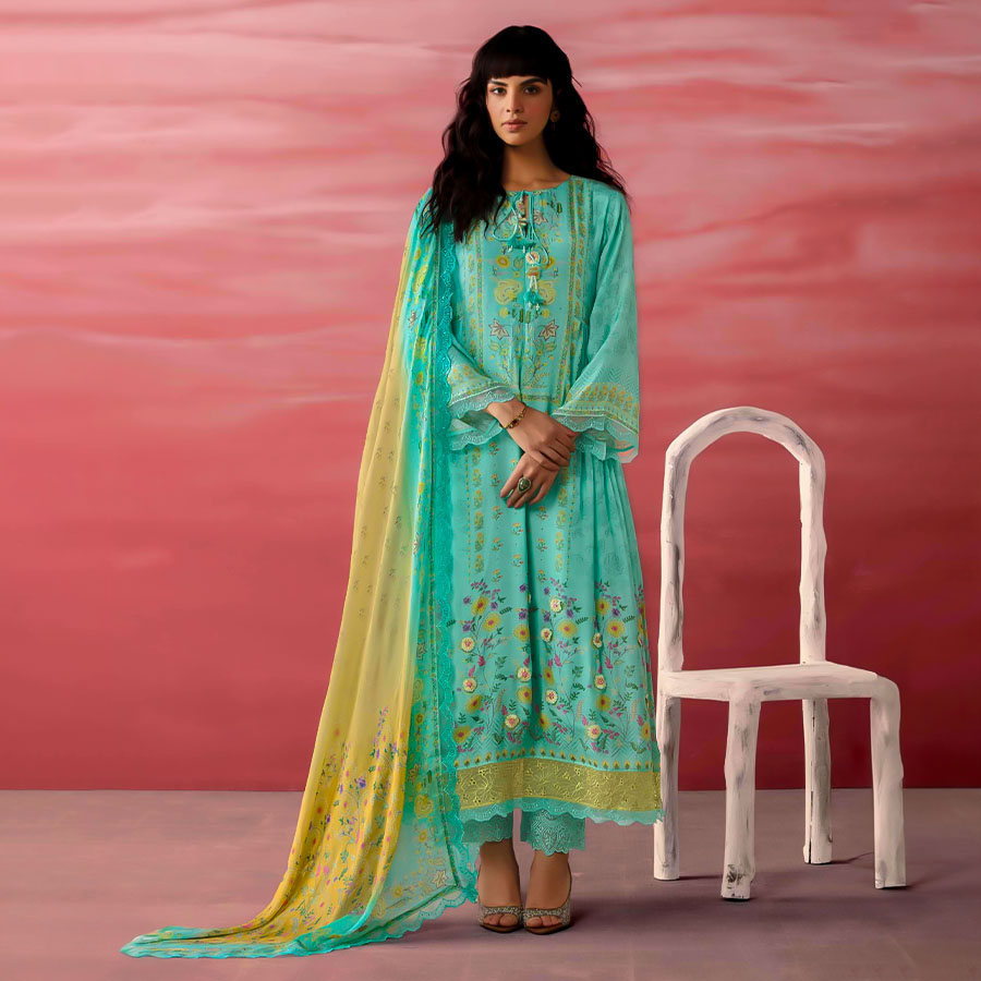 Green  Muslin Party Wear Salwar Kameez
