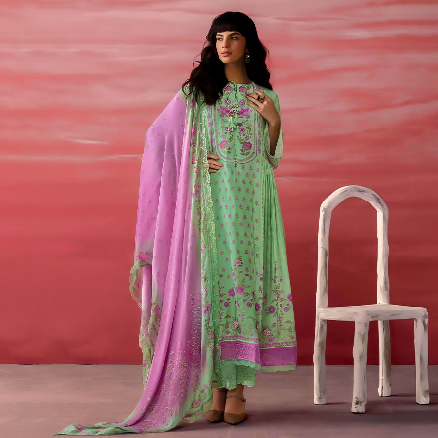 Green  Muslin Party Wear Salwar Kameez