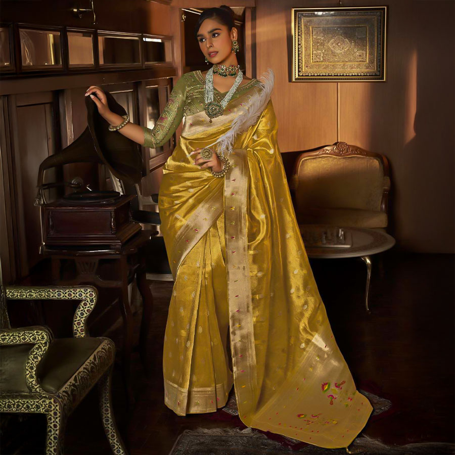 Yellow Tissue Designer Saree