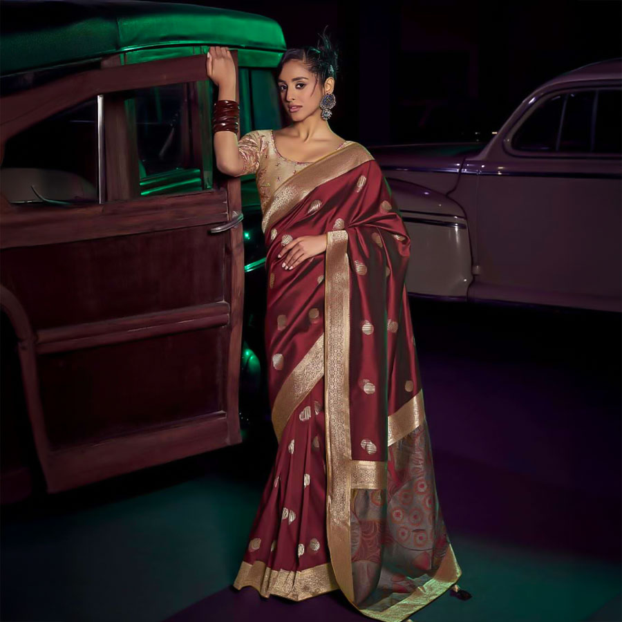Red  Silk Party Wear Saree