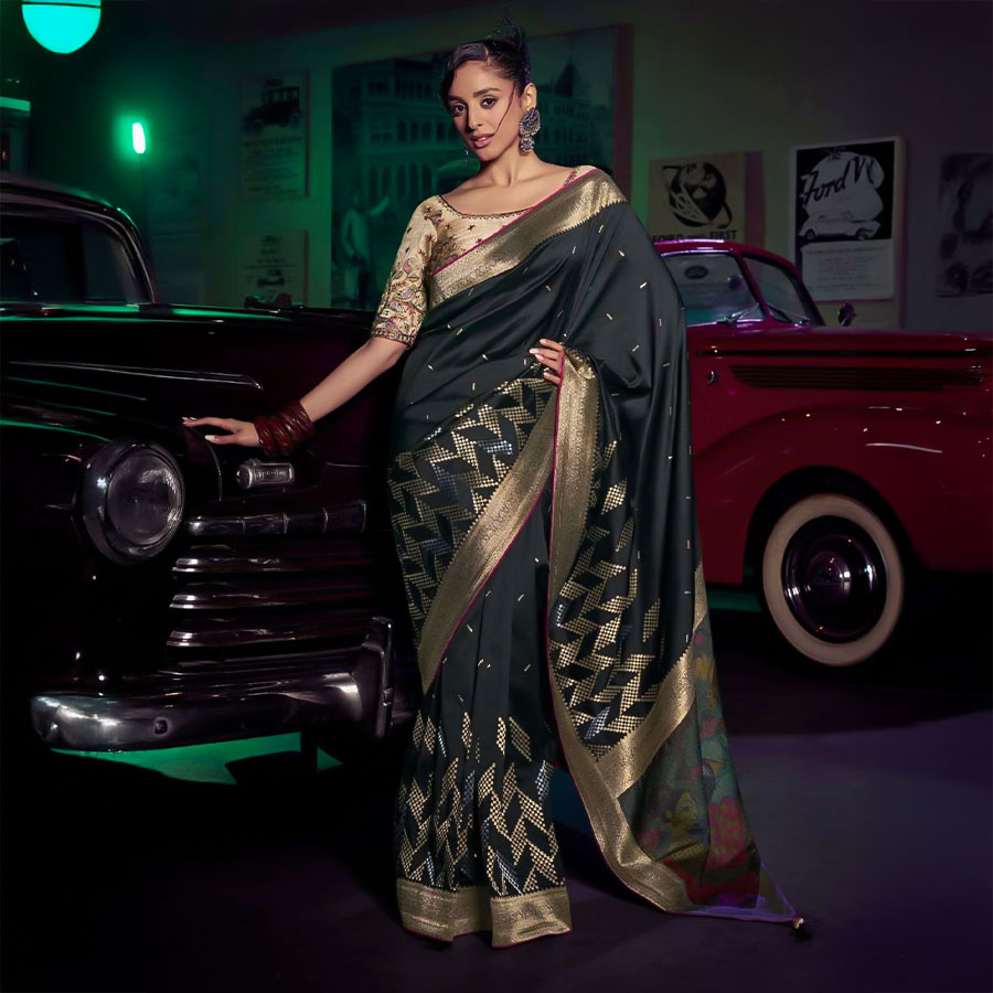 Black Silk Party Wear Saree