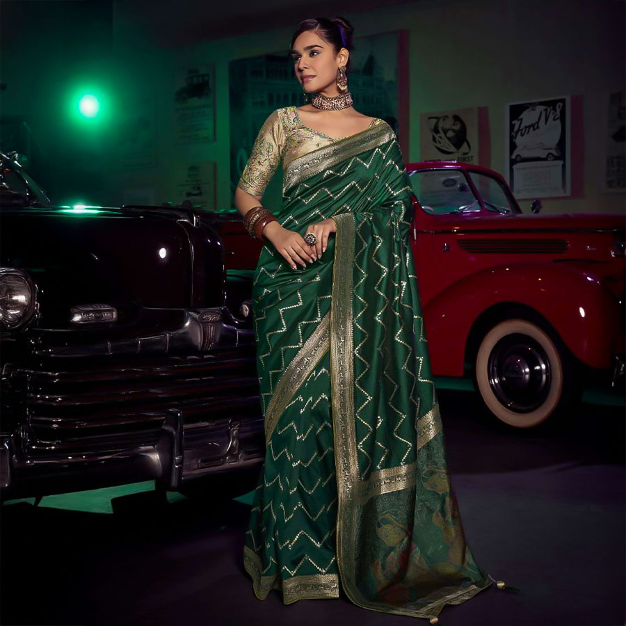 Green  Silk Party Wear Saree