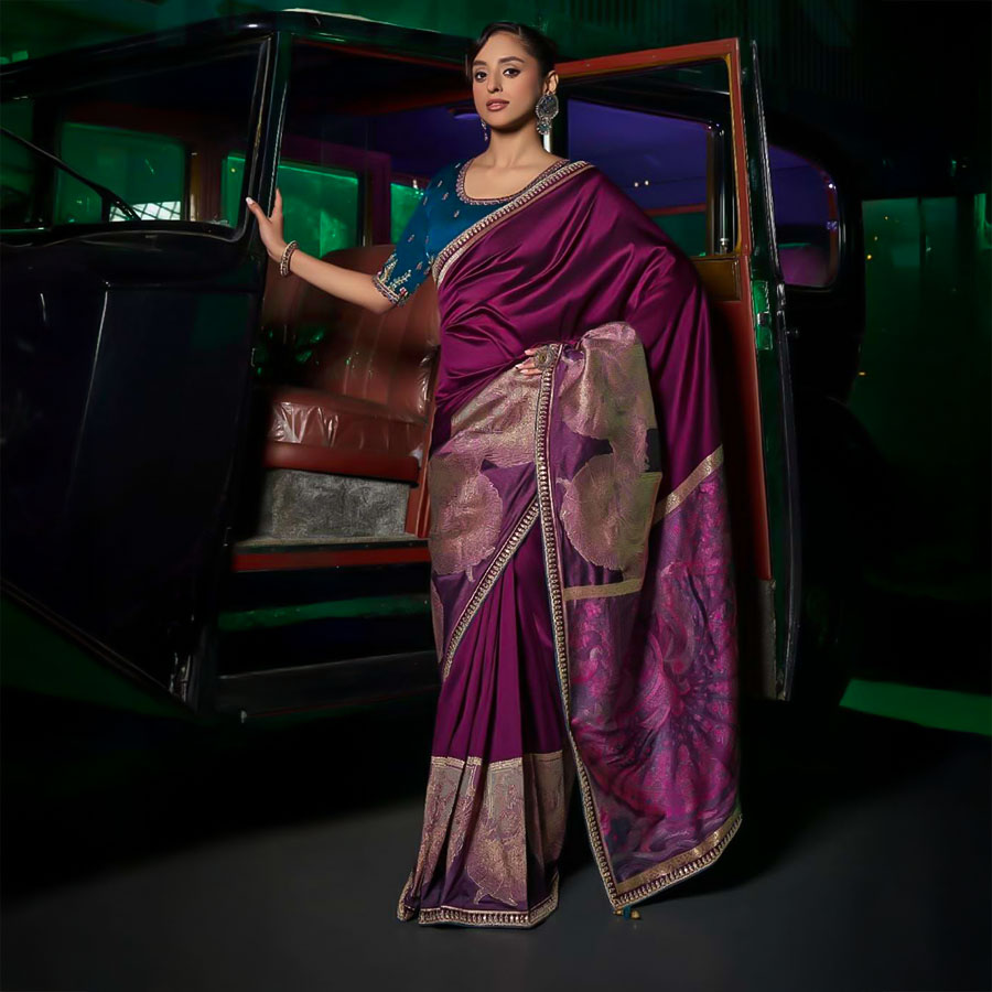 Violet  Silk Party Wear Saree