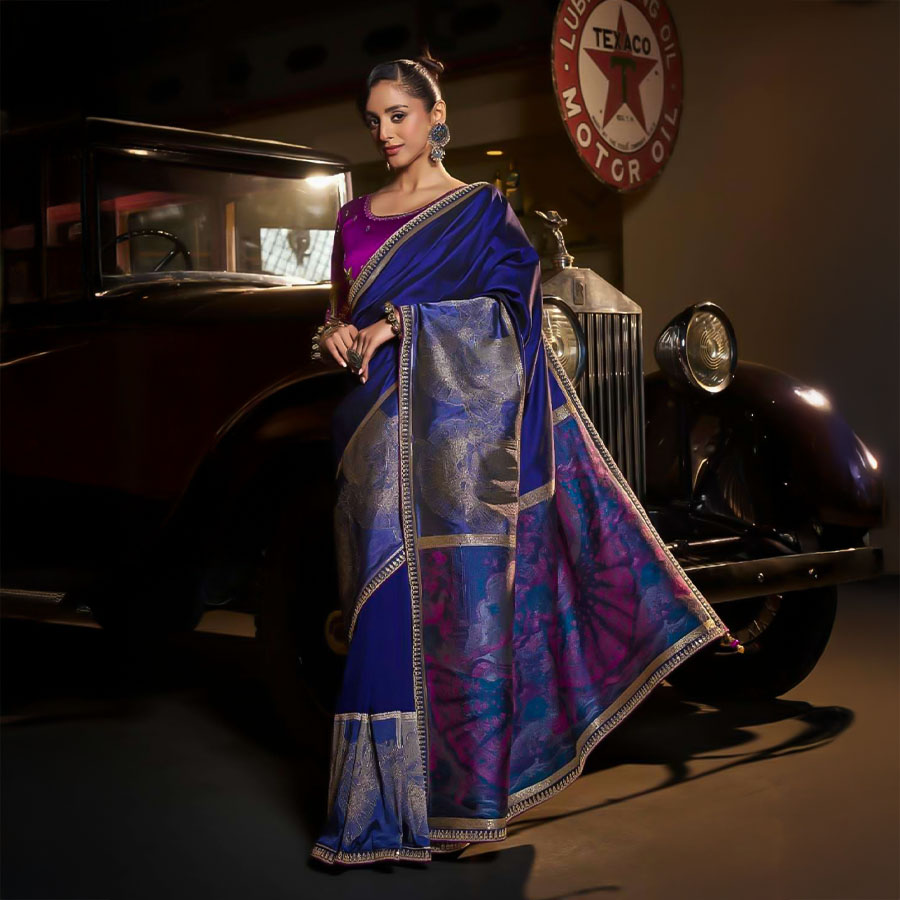 Blue Silk Party Wear Saree