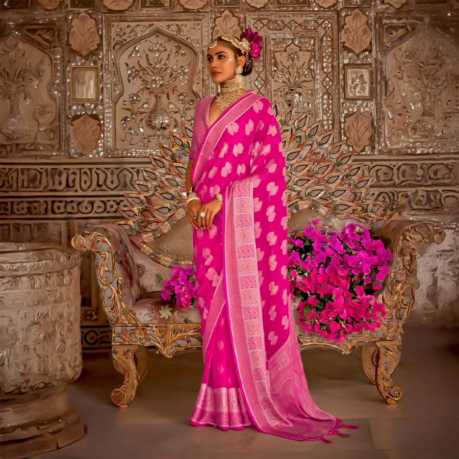 Magenta  Georgette Casual Wear Saree