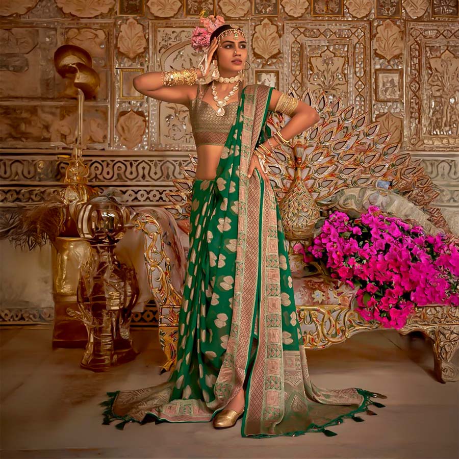 Green  Georgette Casual Wear Saree