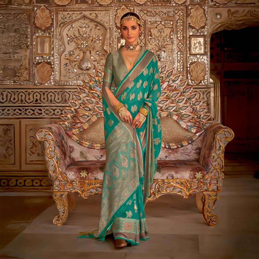 Green  Georgette Casual Wear Saree