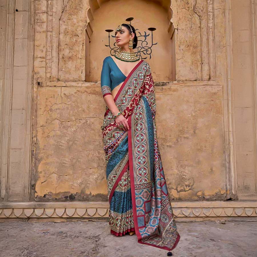 Blue Silk  Casual Wear Saree