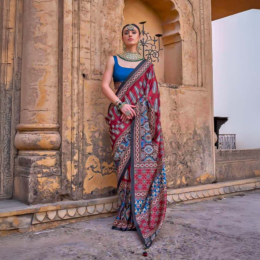 Blue Silk  Casual Wear Saree