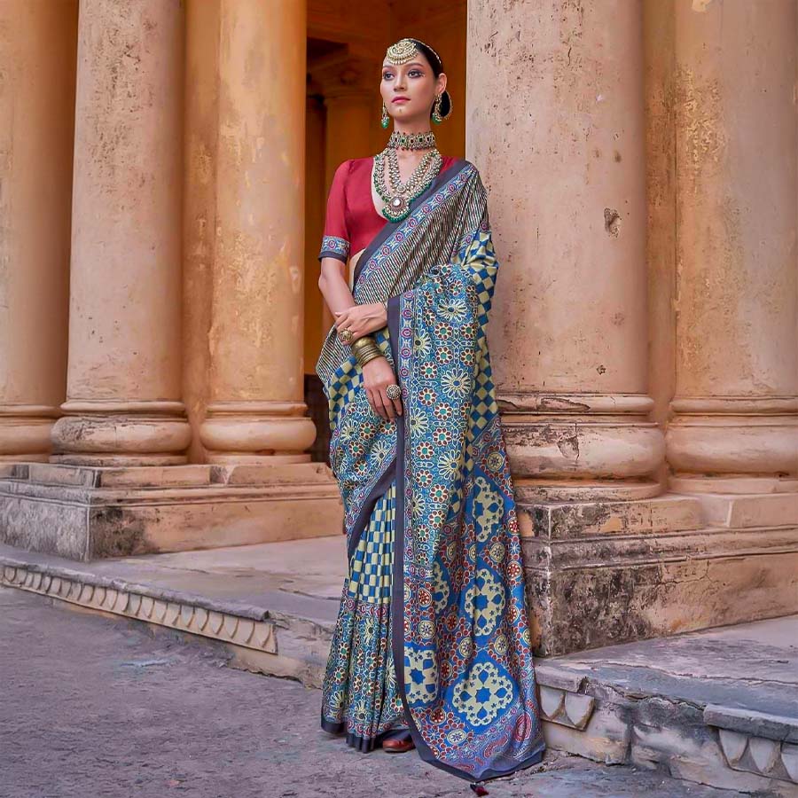Blue Silk  Casual Wear Saree