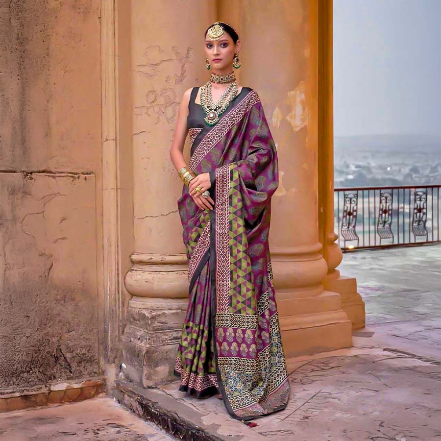 Red  Silk  Casual Wear Saree