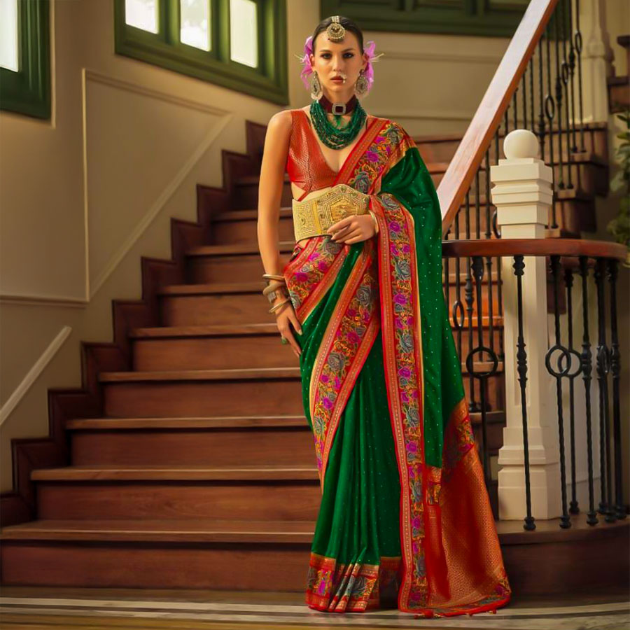 Green  Banarasi Silk Designer Saree