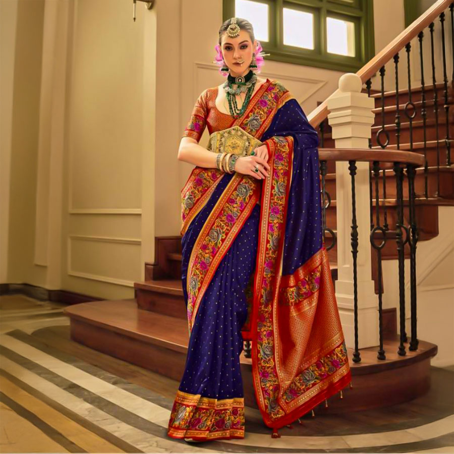 Blue Banarasi Silk Designer Saree