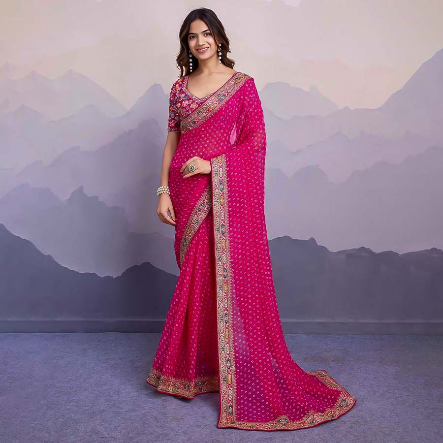 Magenta  Georgette Casual Wear Saree