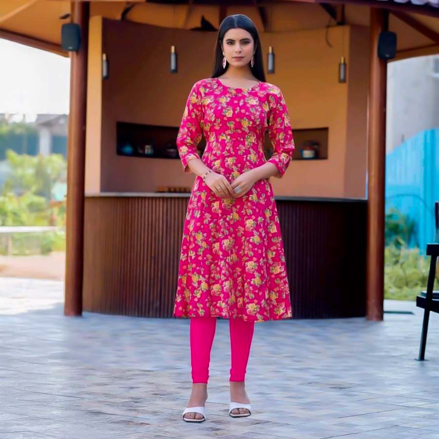 Magenta  Rayon Casual Wear Kurti