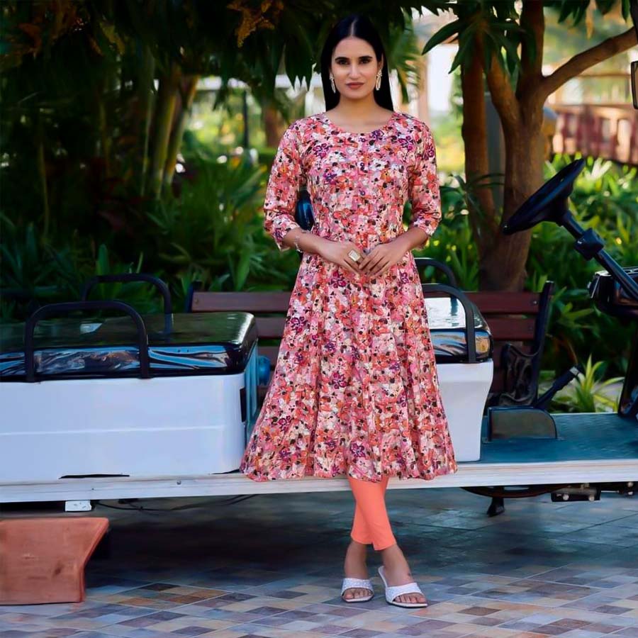 Pink  Rayon Casual Wear Kurti