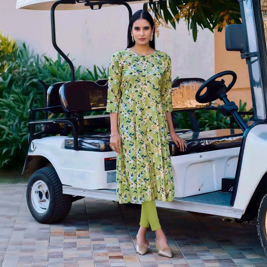 Green  Rayon Casual Wear Kurti