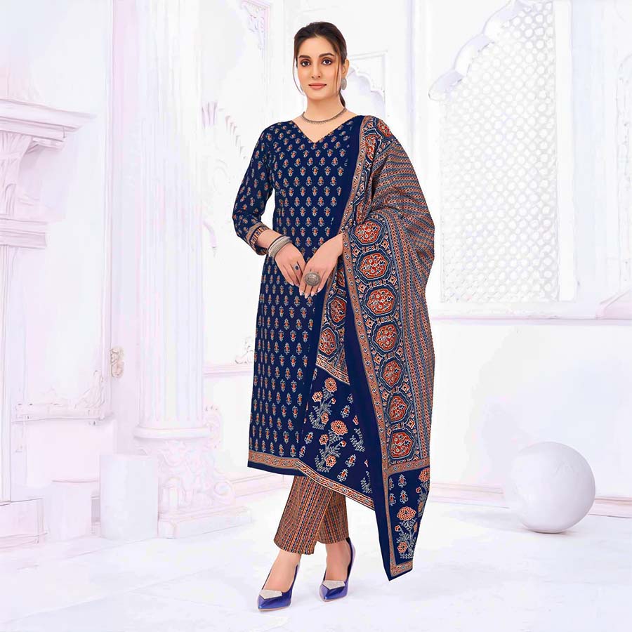 Blue  Cotton Casual Wear Salwar Kameez