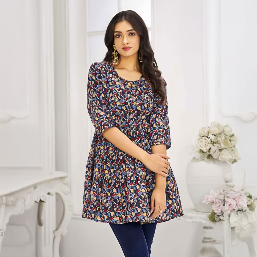 Black  Cotton Printed Kurti