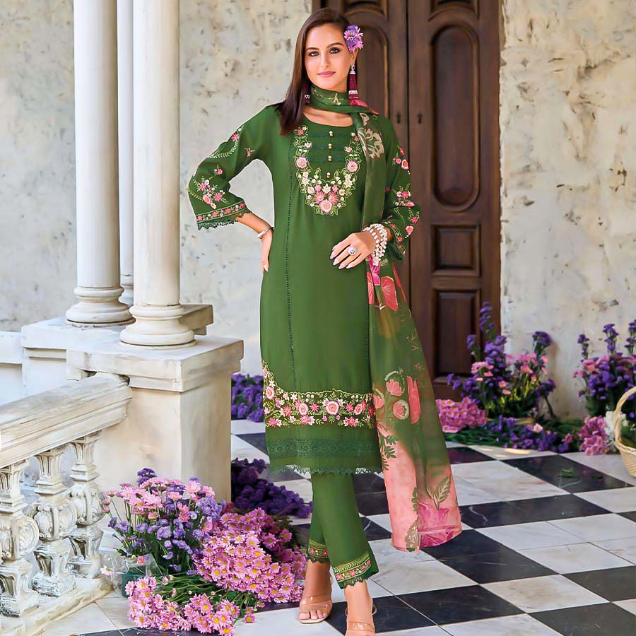 Green Viscose Casual Wear Salwar Kameez