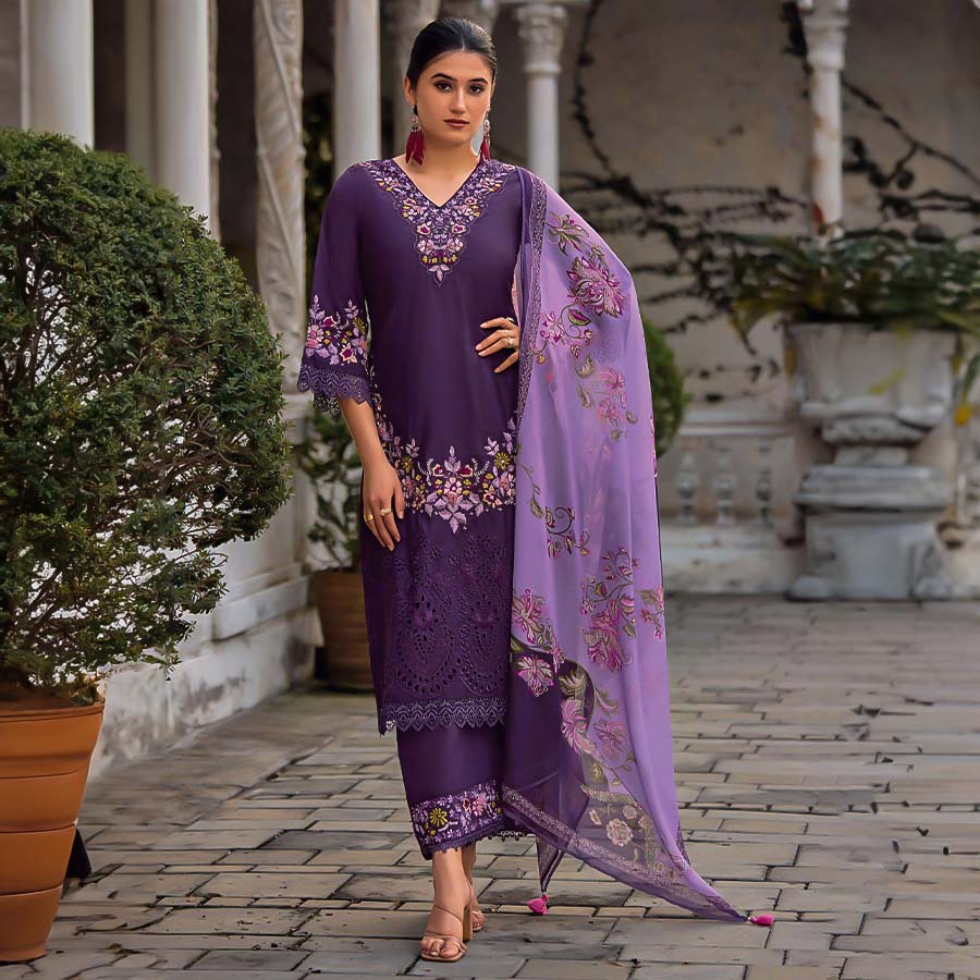 Purple  Viscose  Casual Wear Kurti