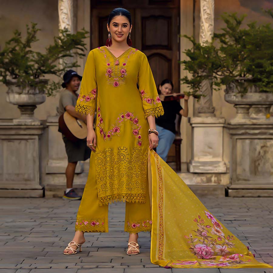 Yellow Viscose  Casual Wear Kurti