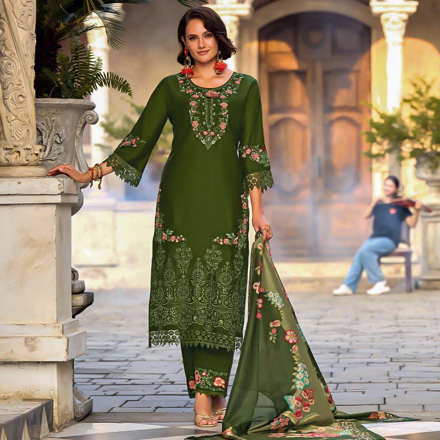 Green Viscose  Casual Wear Kurti