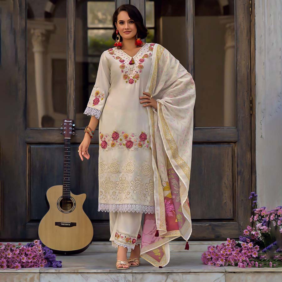 White Viscose  Casual Wear Kurti