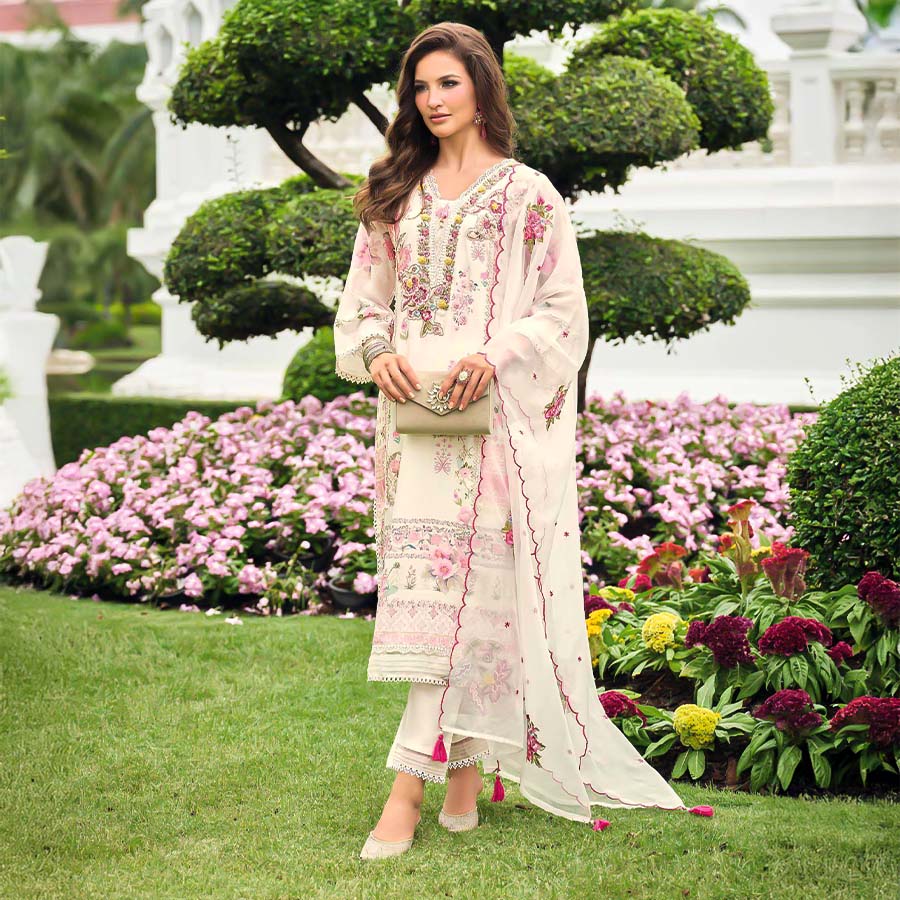 White Muslin Casual Wear Salwar Kameez