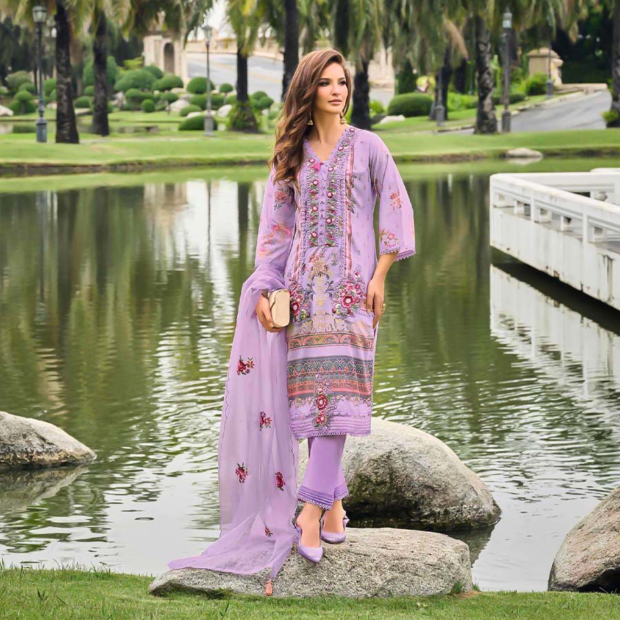 Purple Muslin Casual Wear Salwar Kameez
