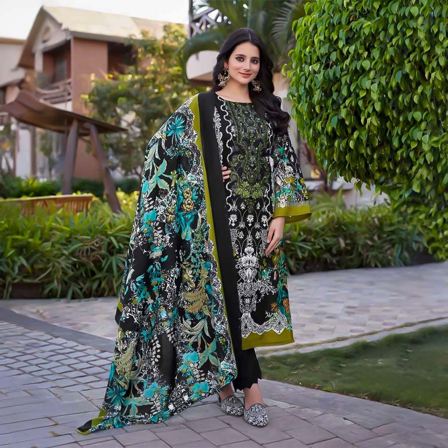 Black Cambric Cotton Printed Salwar Kameez