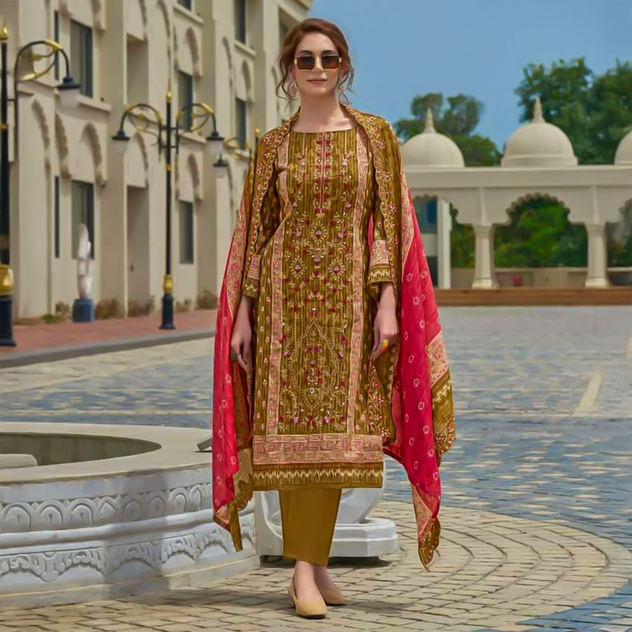 Yellow Cambric Lawn Cotton Casual Wear Salwar Kameez