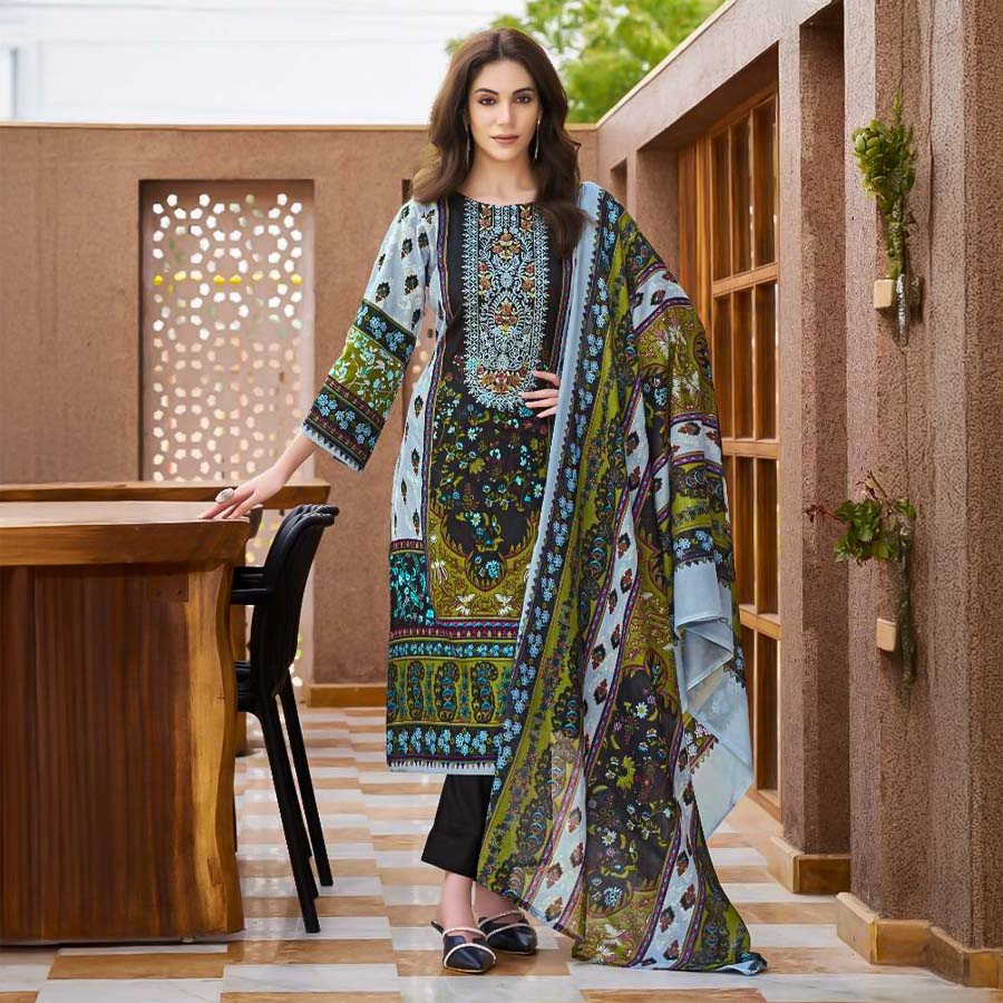 Green  Cambric Cotton Casual Wear Salwar Kameez