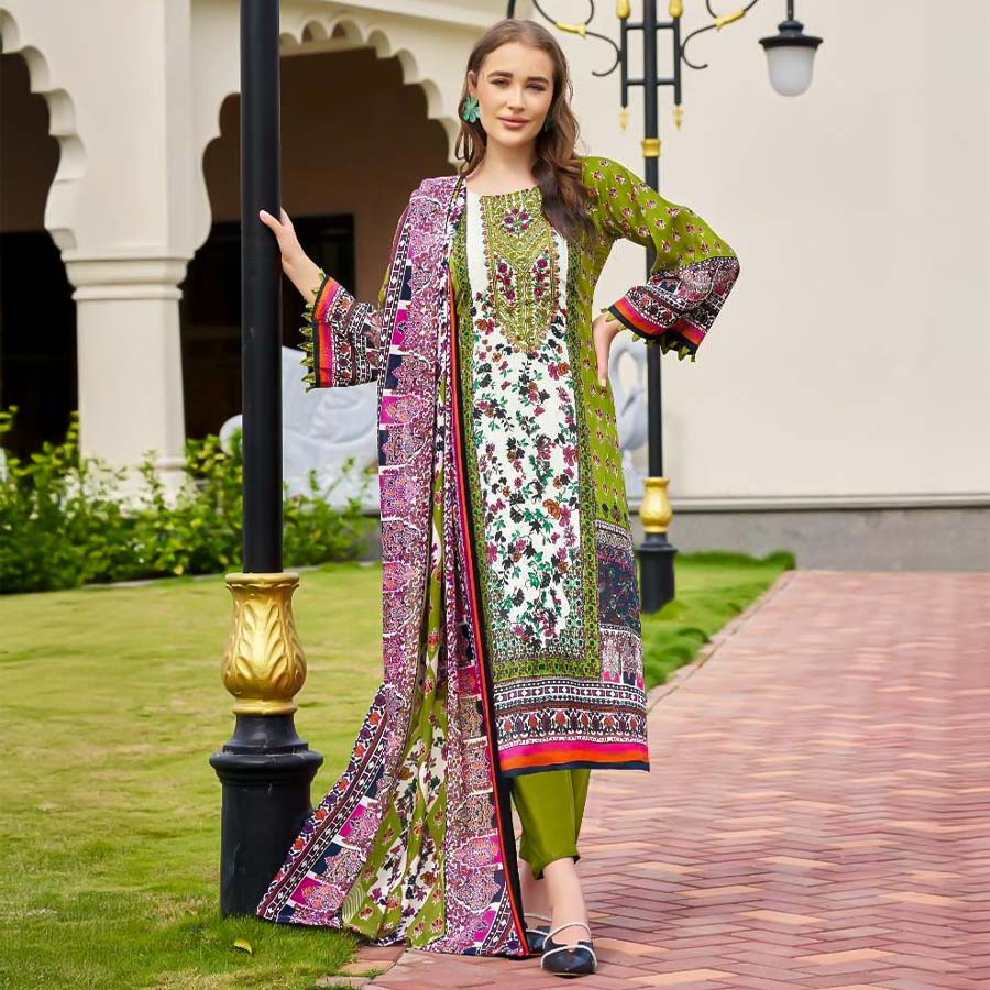 Green  Cambric Cotton Casual Wear Salwar Kameez