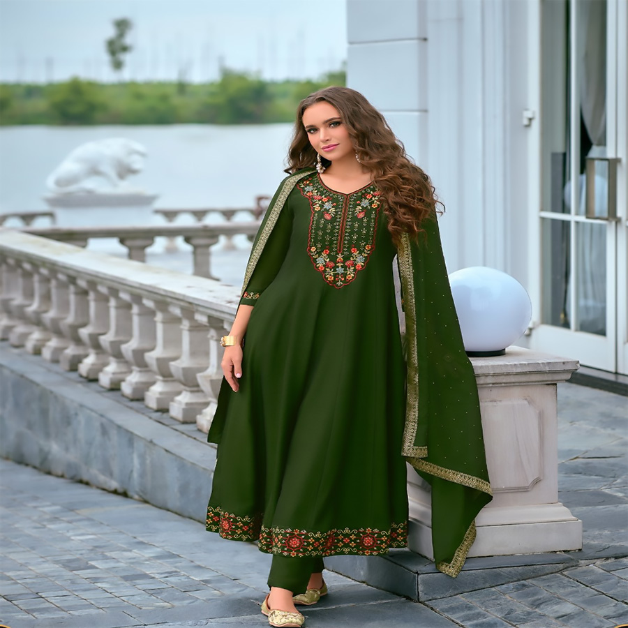 Green Silk Anarkali Suit