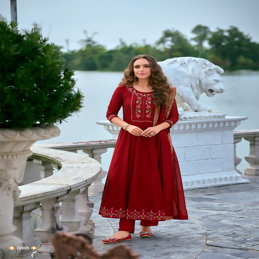 Red Silk Anarkali Suit