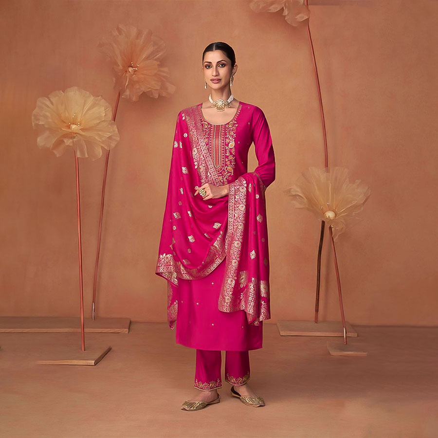 Pink Viscose Casual Wear Salwar Kameez