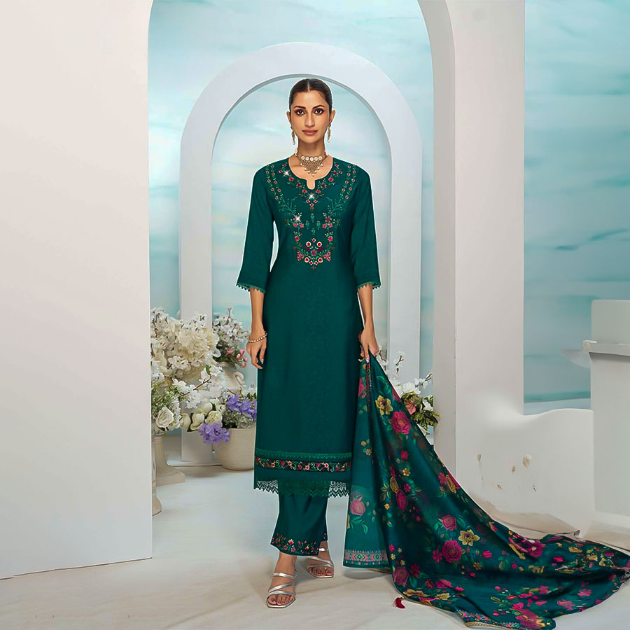 Green Viscose Silk Party Wear Salwar Kameez