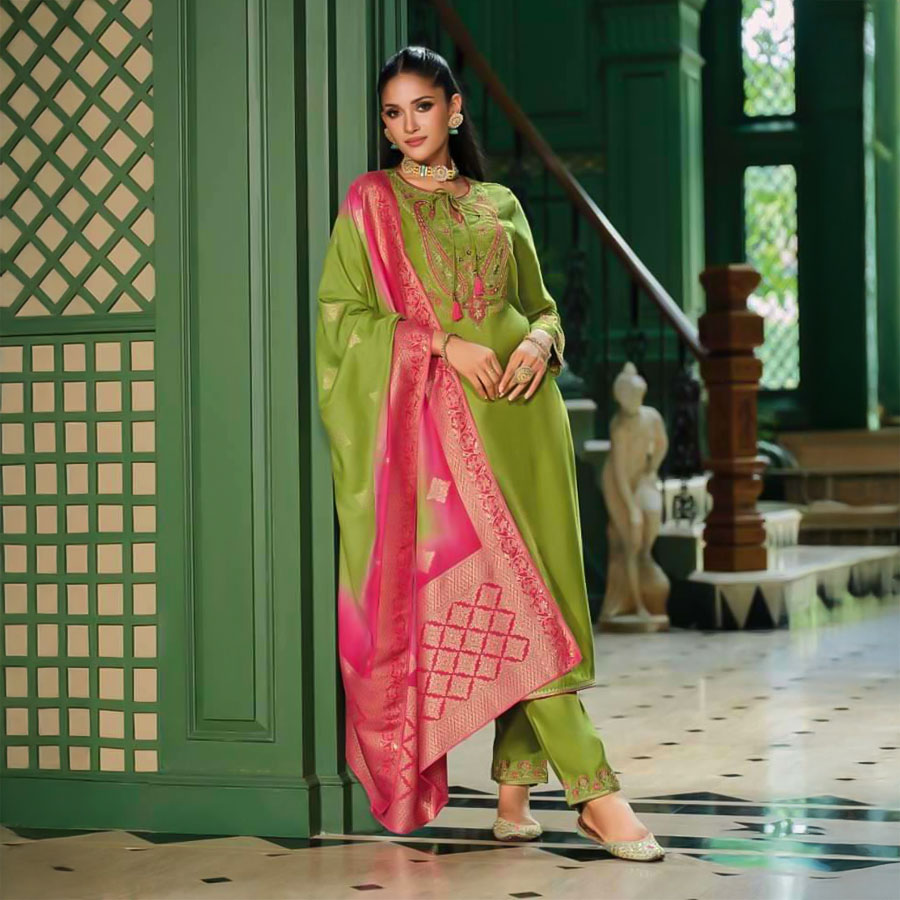Green  Viscose Casual Wear Salwar Kameez