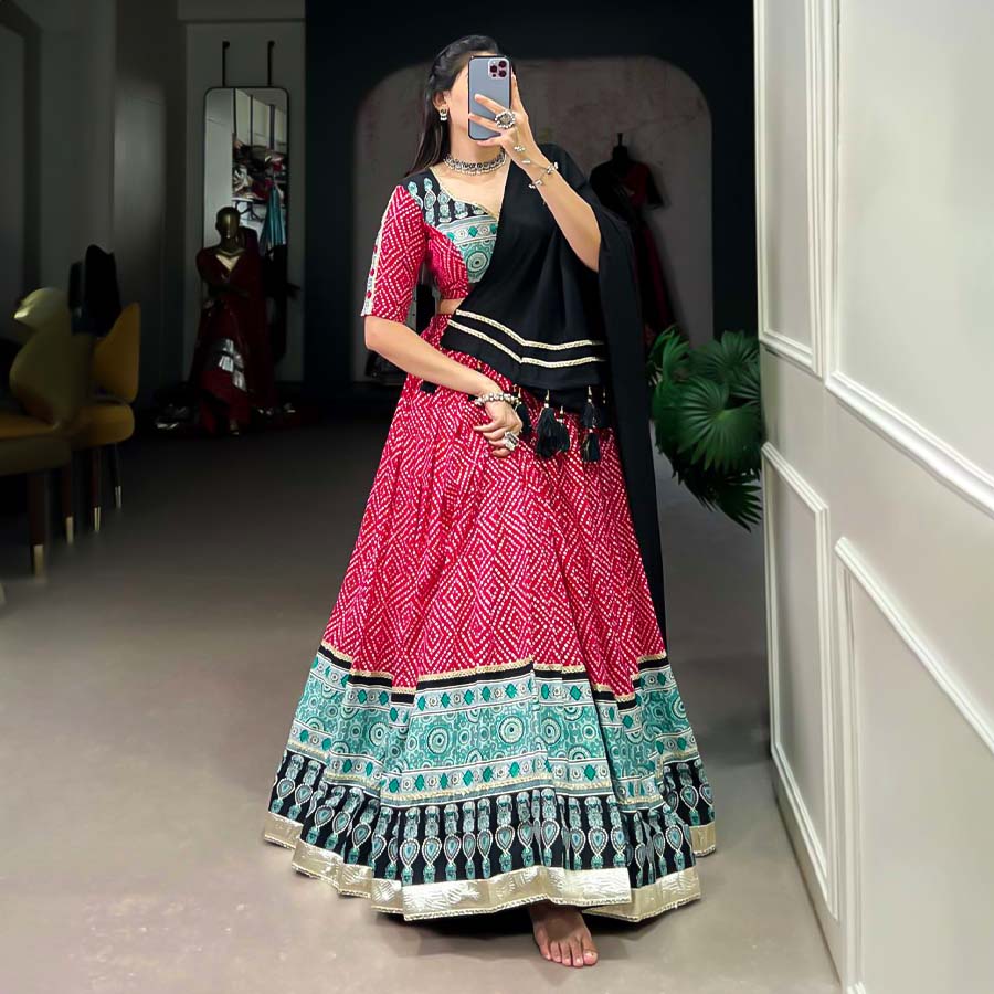 Red  Rayon Party Wear Lehenga